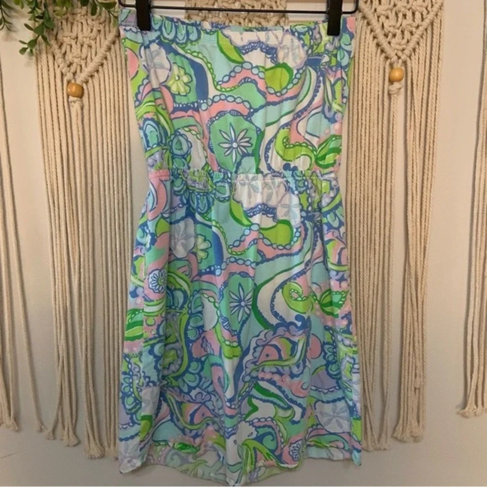 LILLY PULITZER‎ Windsor Strapless Dress Multi Conch Republic 100% Cotton Small - Picture 6 of 13